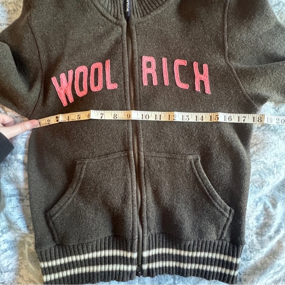 VTG Woolrich Y2K Zip Up Sweater Sz M Track Blokette Blokecore Made in Italy Wool - Picture 15 of 16